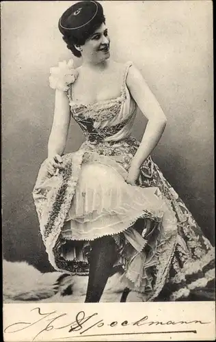 Ak Portrait einer Frau mit Hut, Korsett