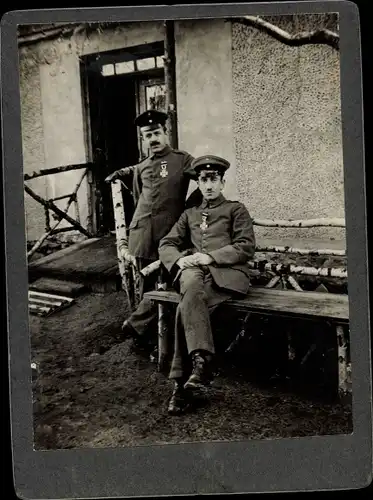 Kabinett Foto Zwei deutsche Soldaten in Uniformen, Eisernes Kreuz