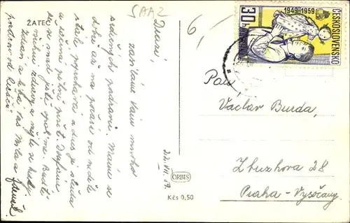 Ak Žatec Saaz Region Aussig, Totalansicht