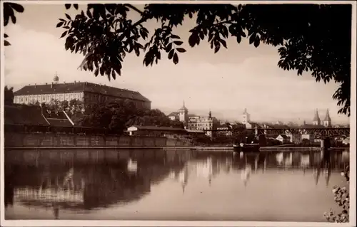 Foto Roudnice nad Labem Raudnitz an der Elbe Reg. Aussig, Flusspartie, Schloss