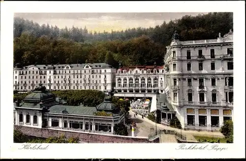 Ak Karlovy Vary Karlsbad Stadt, Ansicht vom Parkhotel Pupp