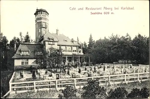 Ak Karlovy Vary Karlsbad Stadt, Café und Restaurant Aberg