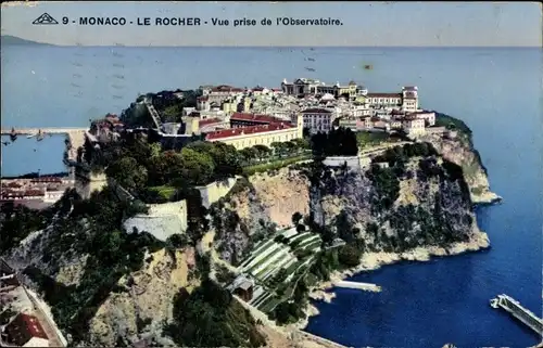 Ak Monaco, Felsen vom Observatorium aus gesehen