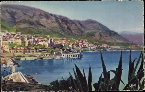 Ak Monte Carlo Monaco, Blick von den Gärten der Stadt