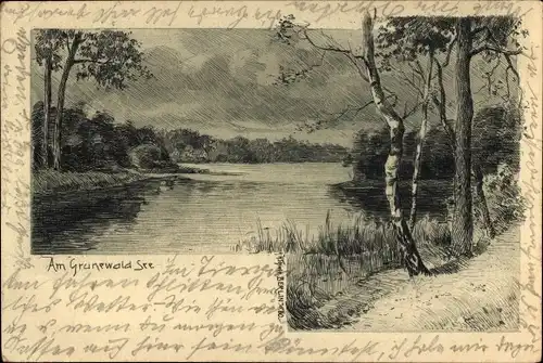 Künstler Ak Berlin Wilmersdorf Grunewald, am Grunewaldsee, Birke