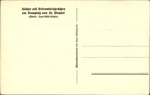 Ak Sankt Wendel Saarland, Häuser mit Bekenntnissprüchen am Domplatz, Marktstände