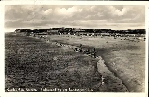 Ak Norddorf auf Amrum Nordfriesland, Badestrand an der Landungsbrücke