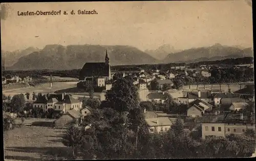 Ak Laufen an der Salzach Oberbayern, Oberndorf, Kirche, Ortsansicht