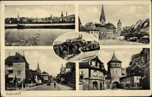 Ak Lichtenfels am Main Oberfranken, Unt. Stadtturm, Bambergerstraße, Marktplatz