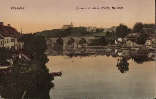 Ak Vilshofen an der Donau Niederbayern, Kloster Mariahilf, Brücke