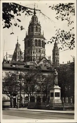 Ak Mainz am Rhein, Gutenbergplatz, Denkmal