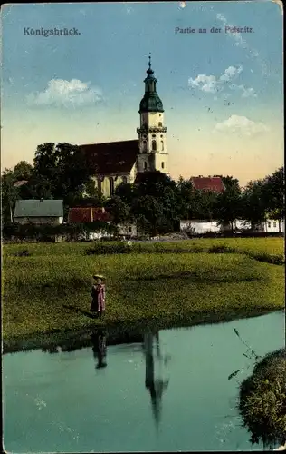 Ak Königsbrück in der Oberlausitz, Pulsnitz Partie, Kirche