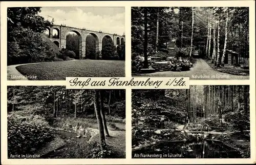 Ak Frankenberg Sachsen, Lützeltalbrücke, Naturbühne, Kanalpartie