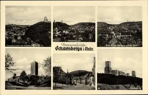 Ak Eckartsberga Burgenlandkreis Thüringen, Gesamtansicht, Grauberg, Burg, Eckartsburg, Altenburg