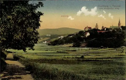 Ak Kronberg im Taunus, Ortsansicht, Blick vom Kronthaler Weg, Altkönig