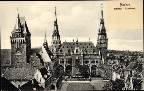 Ak Aachen, Rathaus, Rückfront