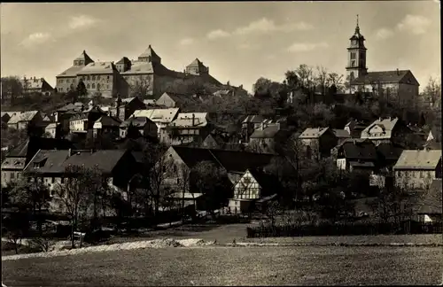 Ak Augustusburg im Erzgebirge, Teilansicht, Kirche, Burg