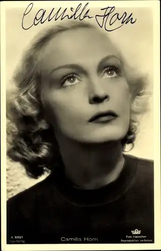 Ak Schauspielerin Camilla Horn, Portrait, Autogramm