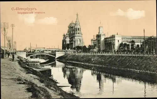 Ak Sankt Petersburg Russland, Bahnhof Warschau