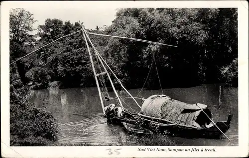 Ak Vietnam, Sampan au filet a treuil