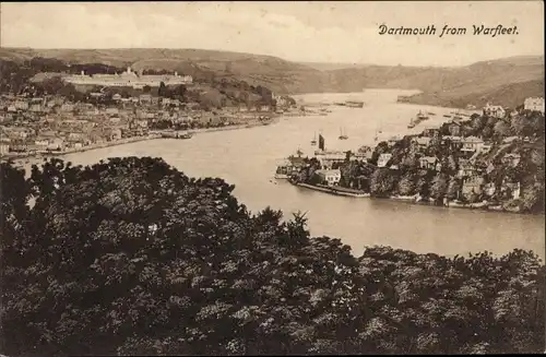 Ak Dartmouth Devon England, Panorama von Warfleet