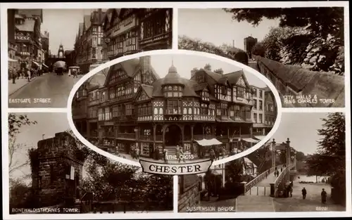 Ak Chester Cheshire England, Eastgate Street, Stadtmauern, Bonewaldesthorne's Tower