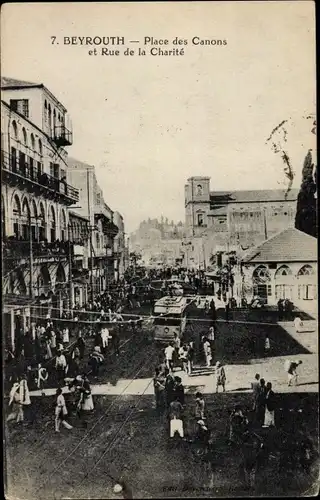 Ak Beirut Beirut Libanon, Place des Canons und Rue de la Charité