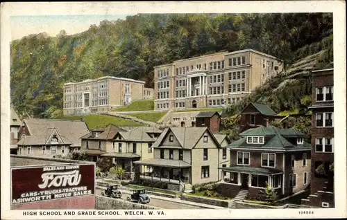 Ak Welch West Virginia USA, High School und Grundschule