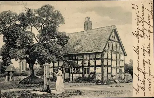 Ak Shrewsbury Shropshire England, Cottage, Upton Magna