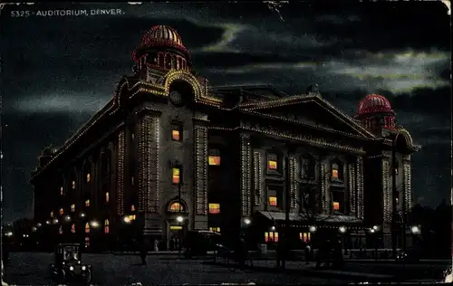 Ak Denver Colorado USA, Auditorium bei Nacht
