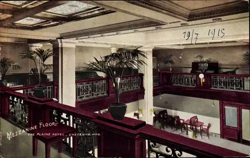 Ak Cheyenne Wyoming USA, Plains Hotel, Zwischengeschoss