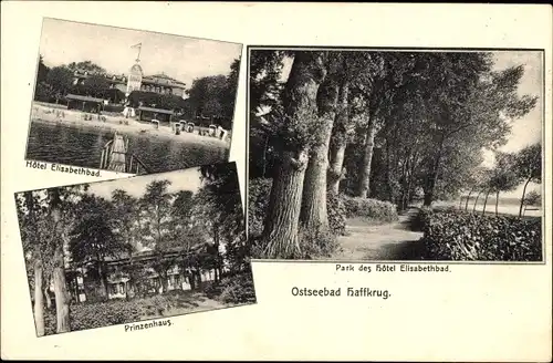 Ak Haffkrug Scharbeutz Ostholstein, Hotel Elisabethbad, Prinzenhaus, Park