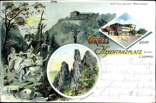 Litho Thale im Harz, Hexentanzplatz, Hirschgrund, Bes. L. Schmid