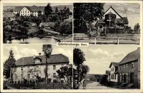 Ak Güntersberge Harzgerode im Harz, Kinderheim, Rathaus, Siptenfelder Straße