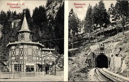 Ak Rübeland Oberharz am Brocken, Museum, Bismarcktunnel, Bahngleise