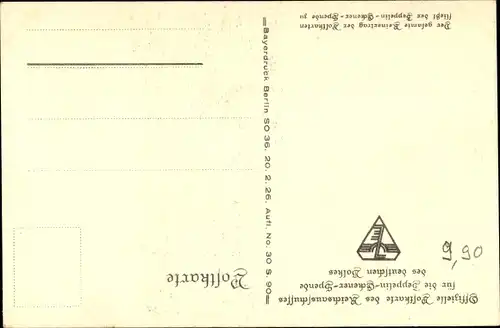 Künstler Ak Amtsberg, Otto, Ein Deutscher Zeppelin, Eckener Spende, Luftschiff, Industrieanlagen