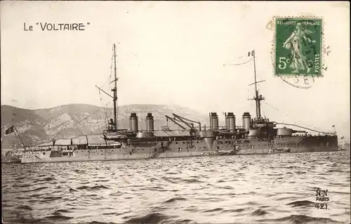 Ak Französisches Kriegsschiff Voltaire