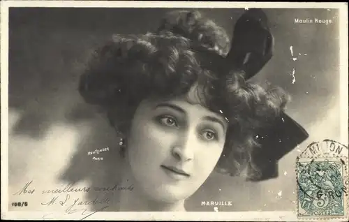 Ak Varietekünstlerin Marville, Portrait, Moulin Rouge