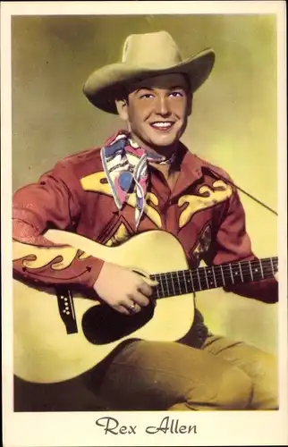 Ak Schauspieler und Sänger Rex Allen, Portrait mit Gitarre