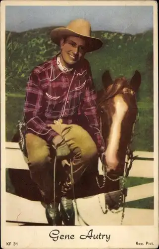 Ak Schauspieler Gene Autry, Portrait, Cowboy, Pferd