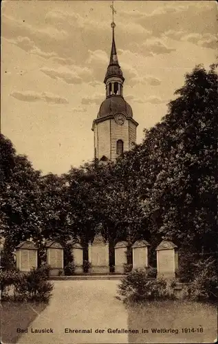 Ak Bad Lausick in Sachsen, Ehrenmal der Gefallenen im Weltkrieg 1914-18