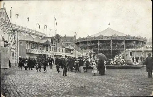 Ak Leipzig, Leipziger Messe, Neuer Messplatz, Fahrgeschäfte, Karussell