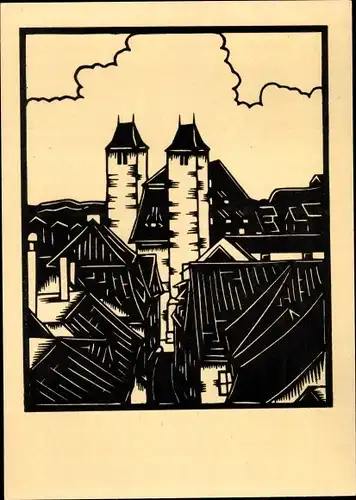 Scherenschnitt Ak Freiberg in Sachsen, Blick zur Nikolaikirche