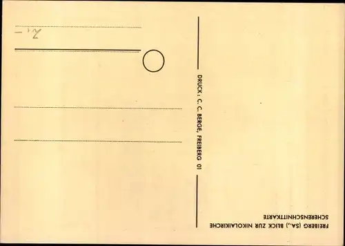 Scherenschnitt Ak Freiberg in Sachsen, Blick zur Nikolaikirche