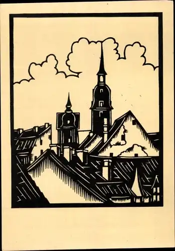 Scherenschnitt Ak Freiberg in Sachsen, Blick zur Petrikirche
