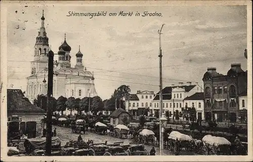 Ak Hrodna Grodno Weißrussland, Partie am Markt