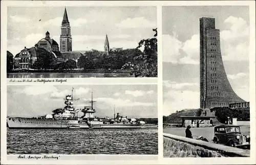 Ak Friedrichsort Kiel in Schleswig Holstein, Marineehrenmal, Stadttheater, Rathaus, Nürnberg