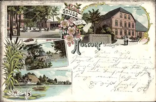 Ak Holtorf Nienburg an der Weser, Gasthof zur Krone, Mühlenteich, Wassermühle