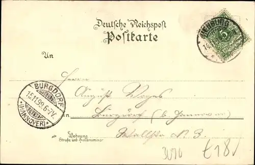 Litho Nienburg an der Weser, Schlossplatz, Baugewerkschule, Oyler Stein, Wappen