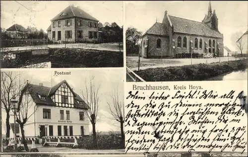 Ak Bruchhausen Vilsen Niedersachsen, Postamt, Kirche